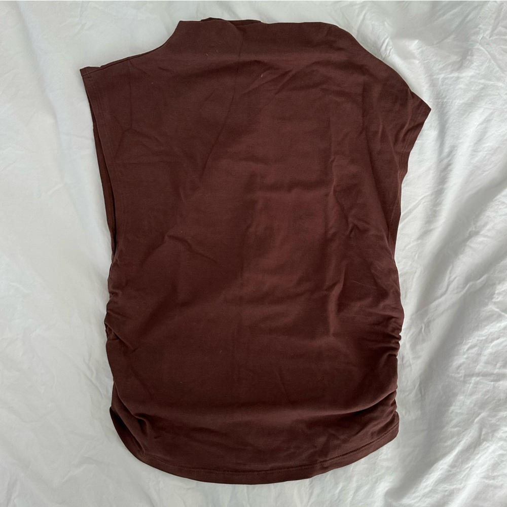 Brown High Neck Tank Top